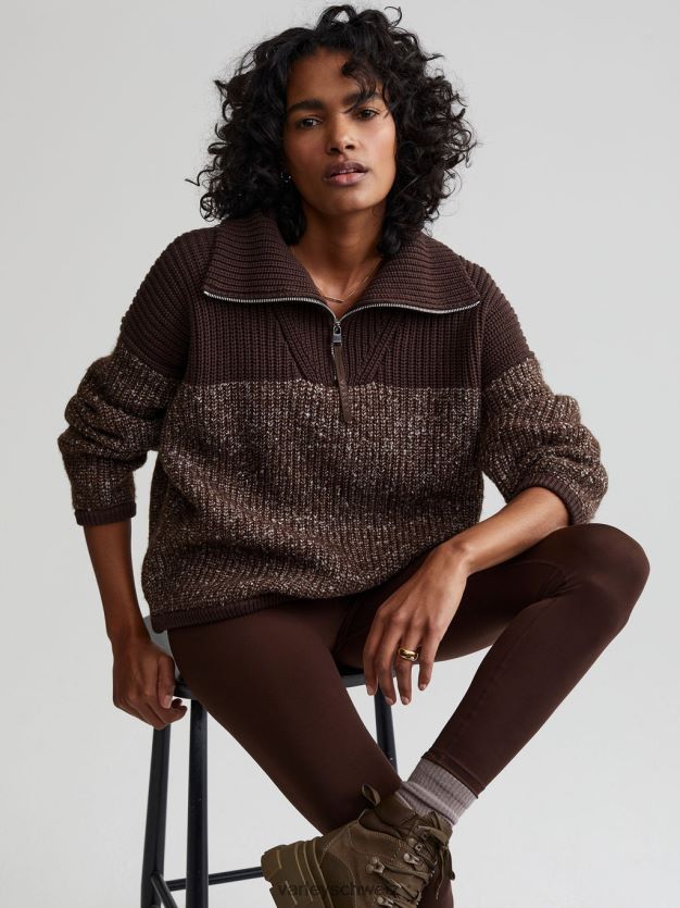 Bekleidung Kaffeebohnen-/Reiherfleckstrick Frauen Varley Willard-Pullover mit halbem Reißverschluss 8J4JZN212