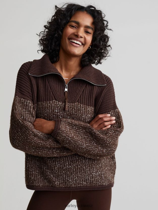 Bekleidung Kaffeebohnen-/Reiherfleckstrick Frauen Varley Willard-Pullover mit halbem Reißverschluss 8J4JZN212