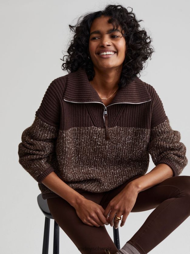 Bekleidung Kaffeebohnen-/Reiherfleckstrick Frauen Varley Willard-Pullover mit halbem Reißverschluss 8J4JZN212