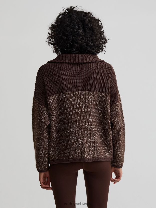 Bekleidung Kaffeebohnen-/Reiherfleckstrick Frauen Varley Willard-Pullover mit halbem Reißverschluss 8J4JZN212