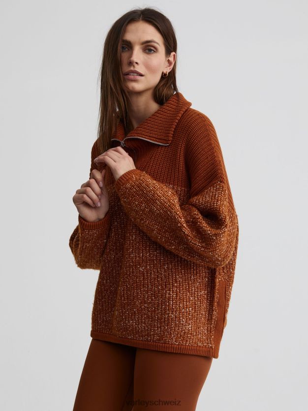 Bekleidung Karamell-Café/Reiher-Sprenkelstrick Frauen Varley Willard-Pullover mit halbem Reißverschluss 8J4JZN211