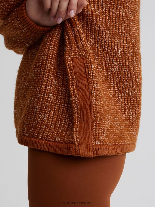 Bekleidung Karamell-Café/Reiher-Sprenkelstrick Frauen Varley Willard-Pullover mit halbem Reißverschluss 8J4JZN211