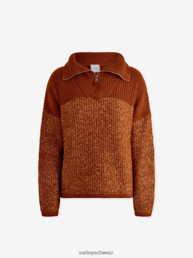 Bekleidung Karamell-Café/Reiher-Sprenkelstrick Frauen Varley Willard-Pullover mit halbem Reißverschluss 8J4JZN211