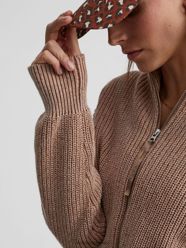 Bekleidung Pfifferling/Reiher-Sprenkelstrick Frauen Varley Anderson-Strickjacke mit durchgehendem Reißverschluss 8J4JZN205