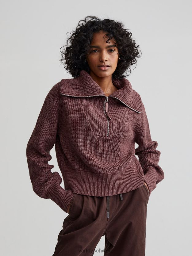 Bekleidung Rosa-Taupe-Sprenkel Frauen Varley Mentone-Strickpullover mit halbem Reißverschluss 8J4JZN219