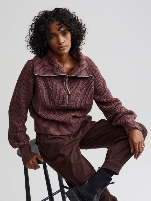 Bekleidung Rosa-Taupe-Sprenkel Frauen Varley Mentone-Strickpullover mit halbem Reißverschluss 8J4JZN219