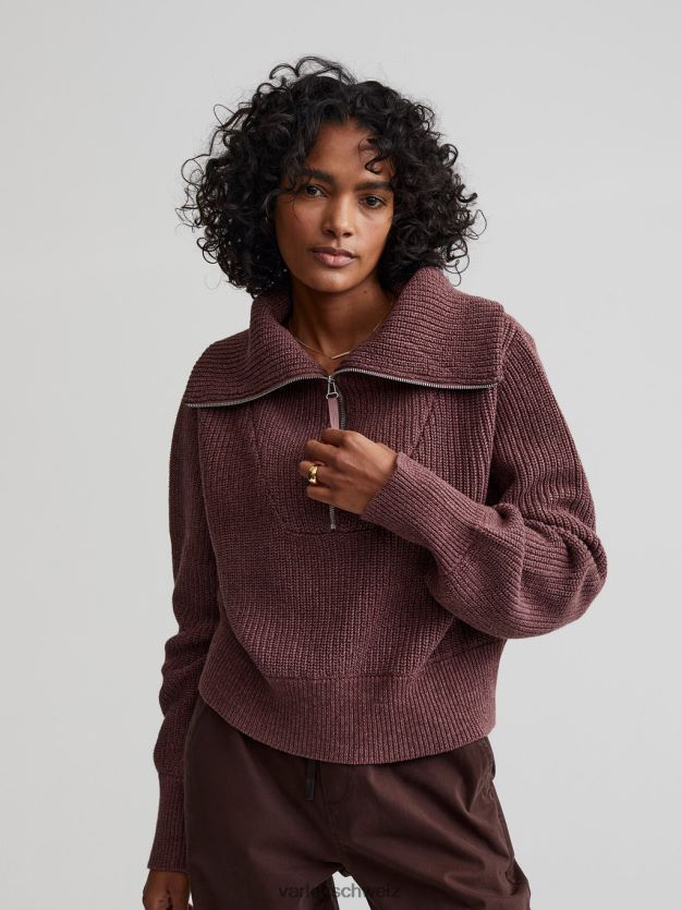 Bekleidung Rosa-Taupe-Sprenkel Frauen Varley Mentone-Strickpullover mit halbem Reißverschluss 8J4JZN219