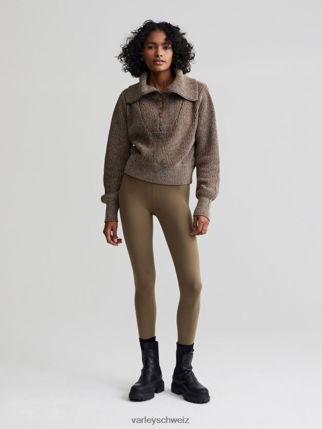 Bekleidung dunkler Olivenfleck Frauen Varley Mentone-Strickpullover mit halbem Reißverschluss 8J4JZN217