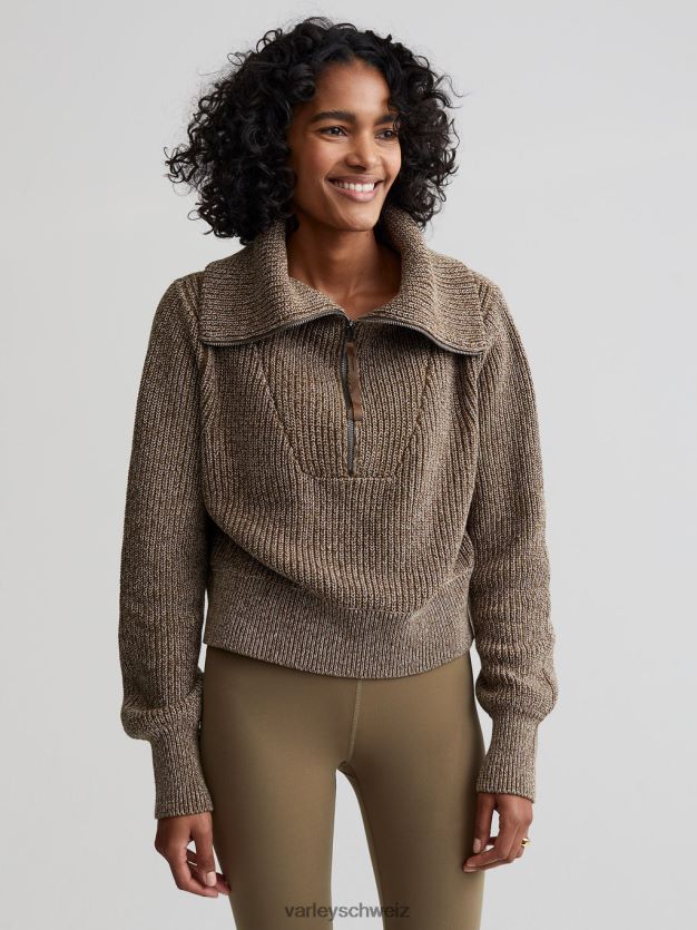 Bekleidung dunkler Olivenfleck Frauen Varley Mentone-Strickpullover mit halbem Reißverschluss 8J4JZN217