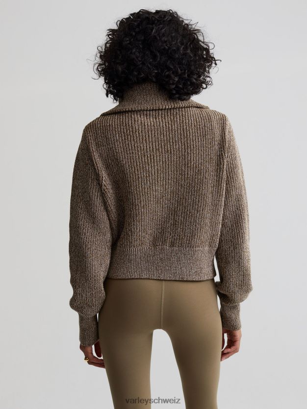 Bekleidung dunkler Olivenfleck Frauen Varley Mentone-Strickpullover mit halbem Reißverschluss 8J4JZN217