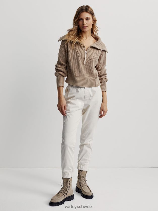 Bekleidung helles Taupe Frauen Varley Mentone-Strickpullover mit halbem Reißverschluss 8J4JZN220