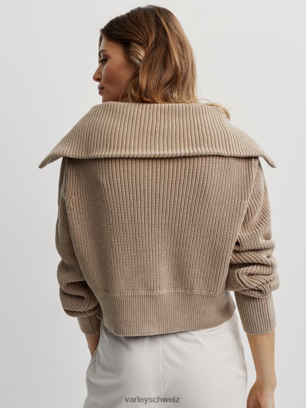 Bekleidung helles Taupe Frauen Varley Mentone-Strickpullover mit halbem Reißverschluss 8J4JZN220