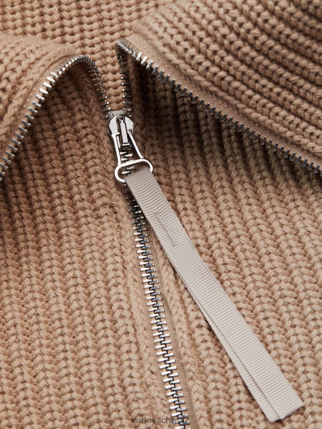 Bekleidung helles Taupe Frauen Varley Mentone-Strickpullover mit halbem Reißverschluss 8J4JZN220