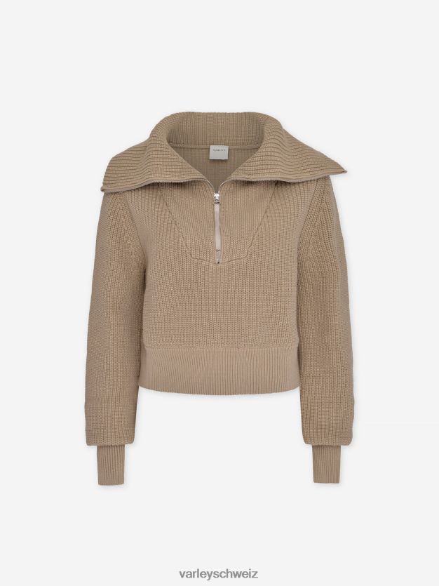 Bekleidung helles Taupe Frauen Varley Mentone-Strickpullover mit halbem Reißverschluss 8J4JZN220