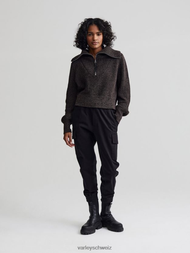 Bekleidung schwarzer Fleck Frauen Varley Mentone-Strickpullover mit halbem Reißverschluss 8J4JZN216