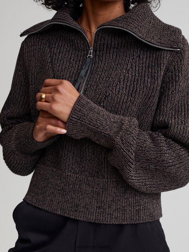 Bekleidung schwarzer Fleck Frauen Varley Mentone-Strickpullover mit halbem Reißverschluss 8J4JZN216