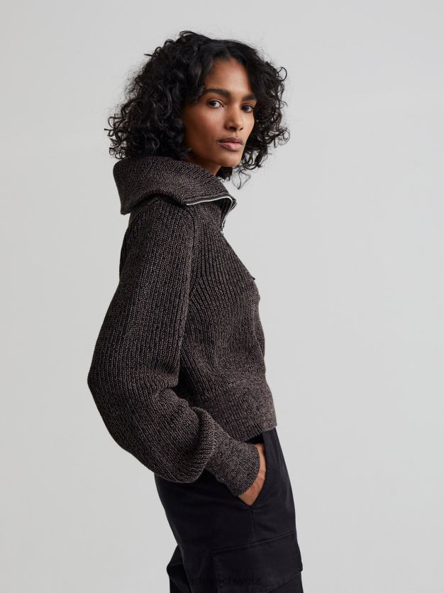 Bekleidung schwarzer Fleck Frauen Varley Mentone-Strickpullover mit halbem Reißverschluss 8J4JZN216