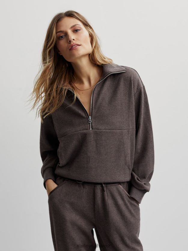 Bekleidung Schokoladenmergel Frauen Varley Cyrus-Pullover mit halbem Reißverschluss 8J4JZN226