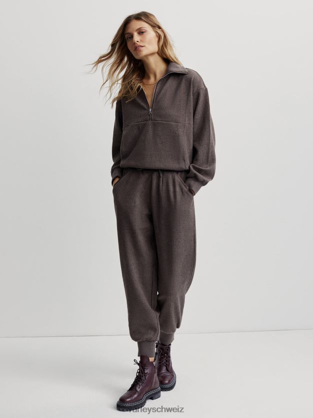 Bekleidung Schokoladenmergel Frauen Varley Cyrus-Pullover mit halbem Reißverschluss 8J4JZN226