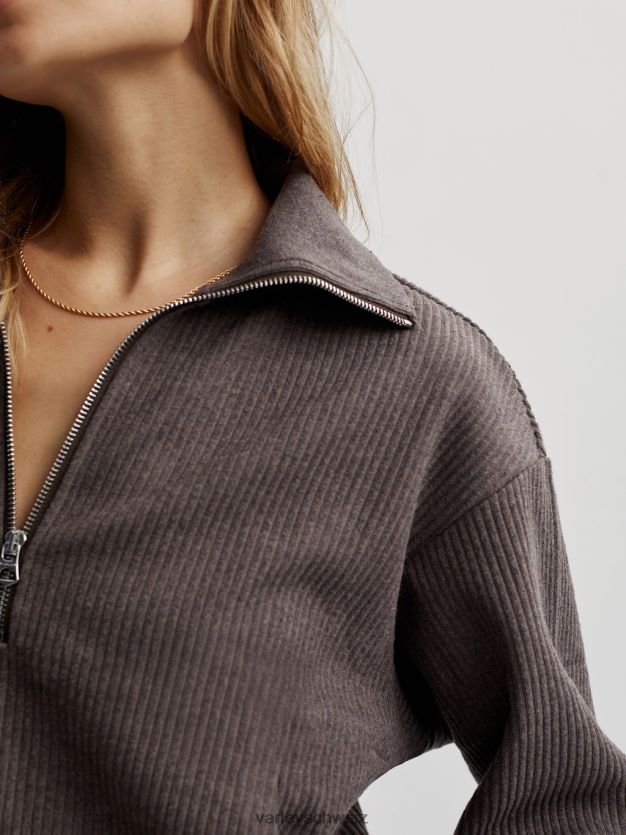 Bekleidung Schokoladenmergel Frauen Varley Cyrus-Pullover mit halbem Reißverschluss 8J4JZN226