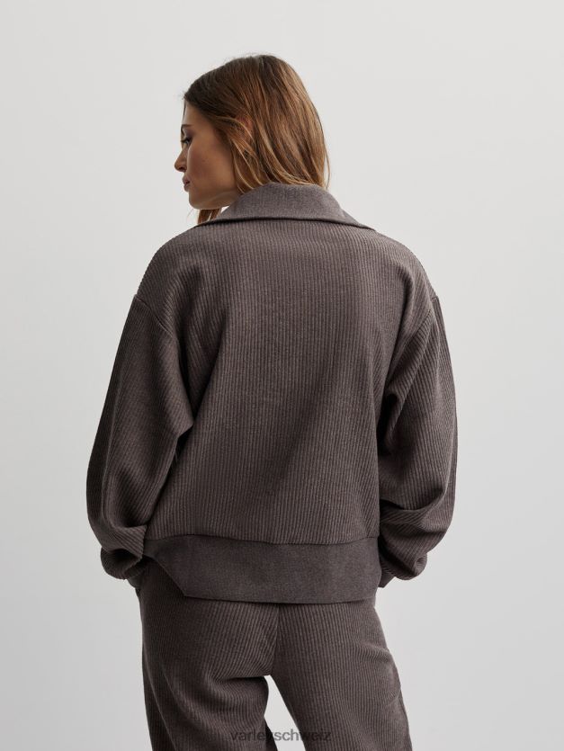 Bekleidung Schokoladenmergel Frauen Varley Cyrus-Pullover mit halbem Reißverschluss 8J4JZN226