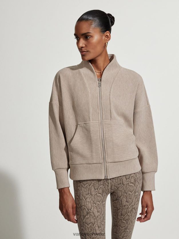 Bekleidung Taupe-Mergel Frauen Varley Rosanne-Sweatshirt mit durchgehendem Reißverschluss 8J4JZN109