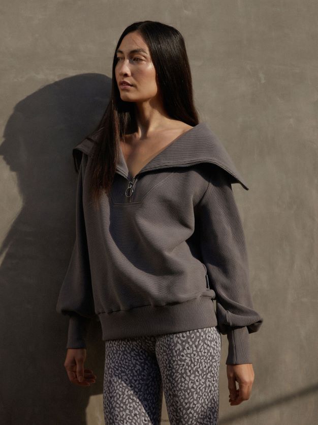 Bekleidung dunkles Möwengrau Frauen Varley Vine-Pullover mit halbem Reißverschluss 8J4JZN96
