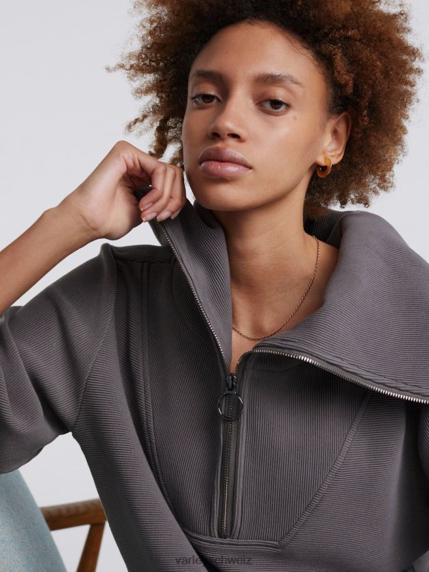 Bekleidung dunkles Möwengrau Frauen Varley Vine-Pullover mit halbem Reißverschluss 8J4JZN96