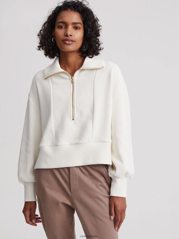 Bekleidung flüstern weiß Frauen Varley Ramona-Pullover mit halbem Reißverschluss 8J4JZN147
