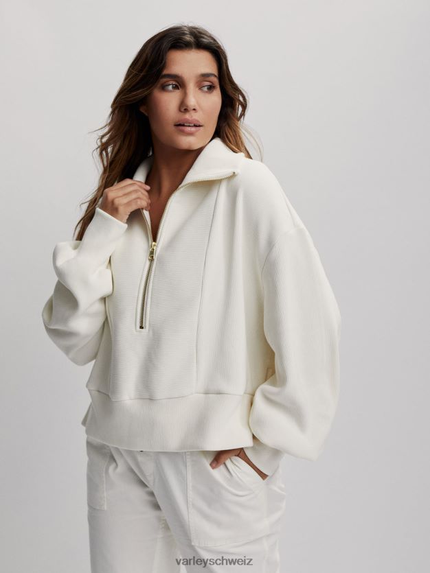 Bekleidung flüstern weiß Frauen Varley Ramona-Pullover mit halbem Reißverschluss 8J4JZN147