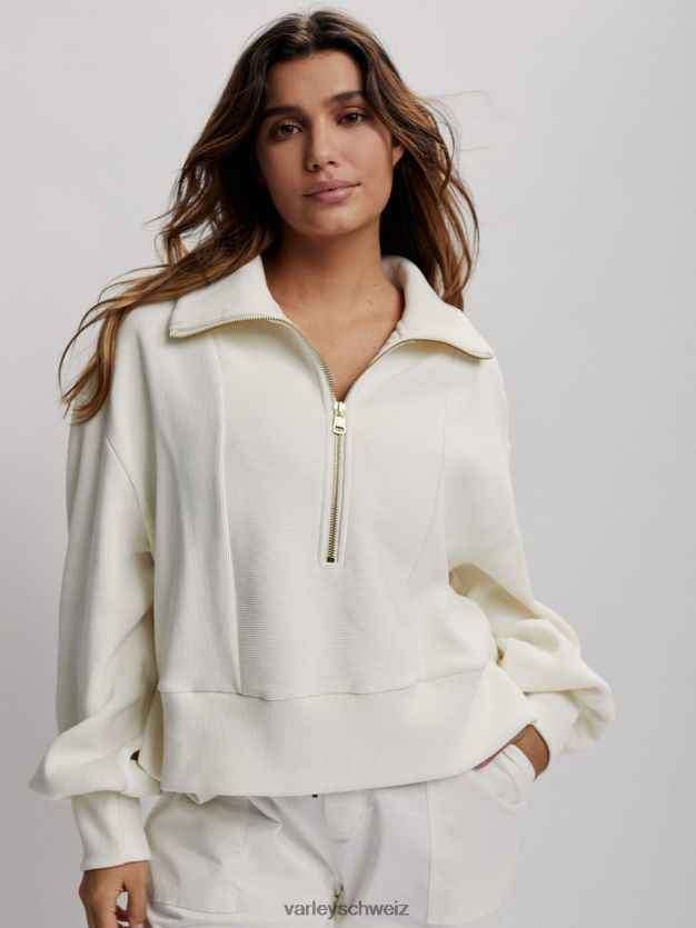 Bekleidung flüstern weiß Frauen Varley Ramona-Pullover mit halbem Reißverschluss 8J4JZN147