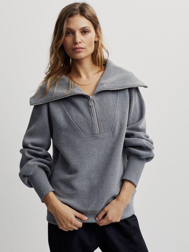 Bekleidung grauer Mergel Frauen Varley Vine-Pullover mit halbem Reißverschluss 8J4JZN90