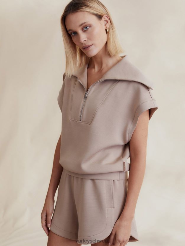 Bekleidung helles Taupe Frauen Varley Dexter-Sweatshirt mit halbem Reißverschluss 8J4JZN32