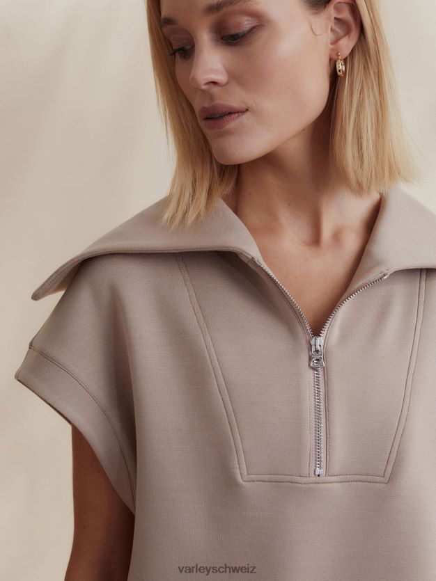 Bekleidung helles Taupe Frauen Varley Dexter-Sweatshirt mit halbem Reißverschluss 8J4JZN32