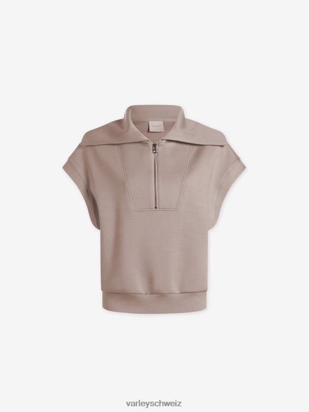 Bekleidung helles Taupe Frauen Varley Dexter-Sweatshirt mit halbem Reißverschluss 8J4JZN32