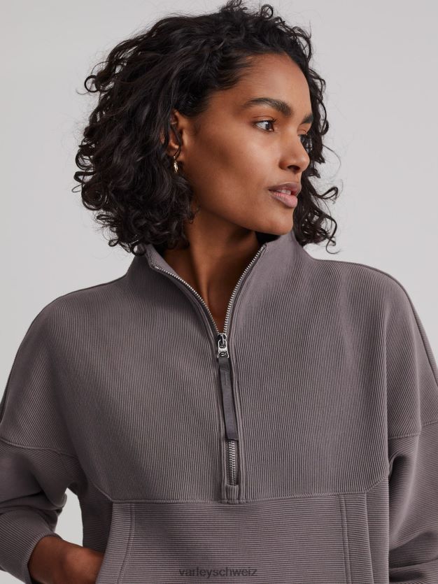 Bekleidung tiefe Holzkohle Frauen Varley Acadia-Pullover mit halbem Reißverschluss 8J4JZN203