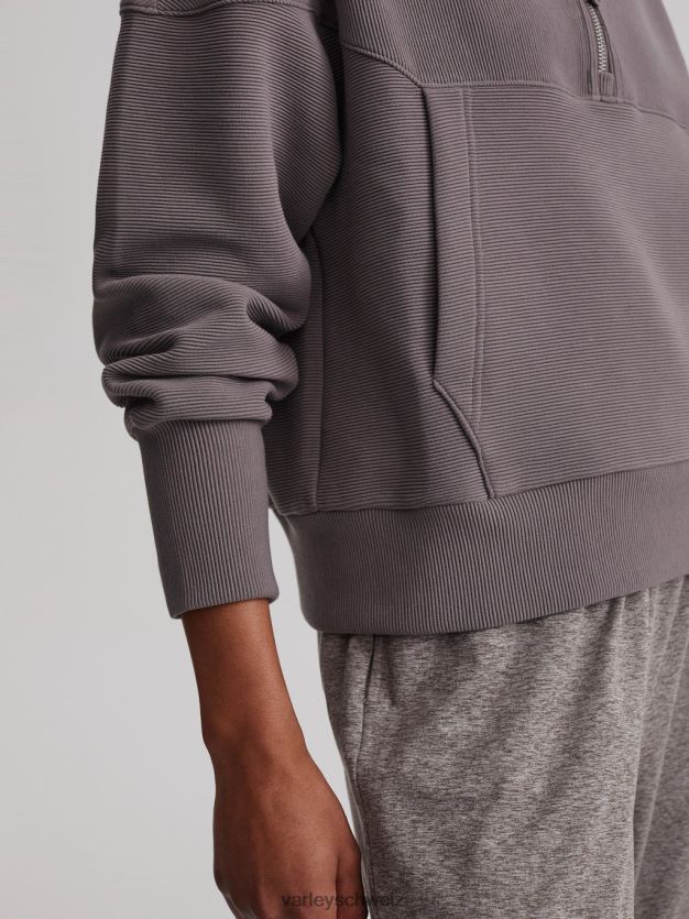 Bekleidung tiefe Holzkohle Frauen Varley Acadia-Pullover mit halbem Reißverschluss 8J4JZN203