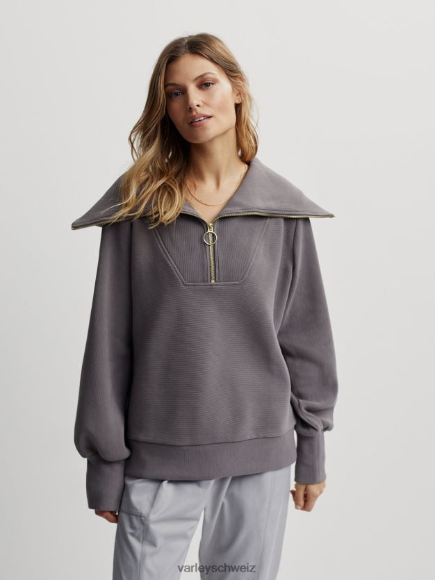 Bekleidung tiefe Holzkohle Frauen Varley Vine-Pullover mit halbem Reißverschluss 8J4JZN93