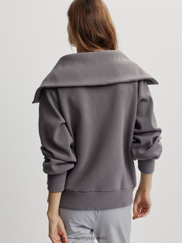 Bekleidung tiefe Holzkohle Frauen Varley Vine-Pullover mit halbem Reißverschluss 8J4JZN93